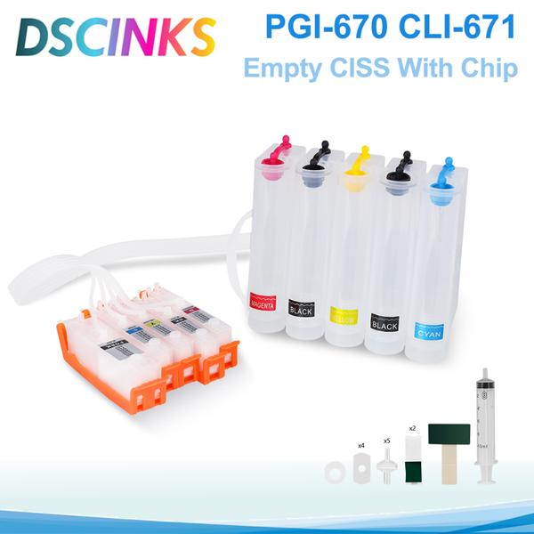 

ink cartridges 5 or 6 color pgi-670 cli-671 ciss for canon pixma mg7765 mg6860 mg5760 printer supply system cartridge