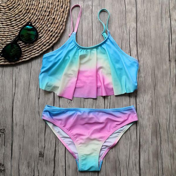 

one-piece suits 6-16y teenage girl bikini set kids swimwear falbala swimsuit girls bathing suit two piece children's big swim wear