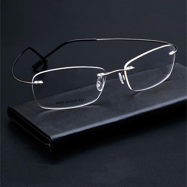 

fashion sunglasses frames oeyeyeo men's elastic titanium alloy simple frameless spectacle frame women's diamond trimming metal myo, Black