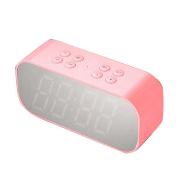 Andere Uhren Zubehör AEC Tragbarer kabelloser Bluetooth-Lautsprecher, Säule, Subwoofer, Musik-Soundbox, LED-Zeit, Schlummerwecker (Rosa)