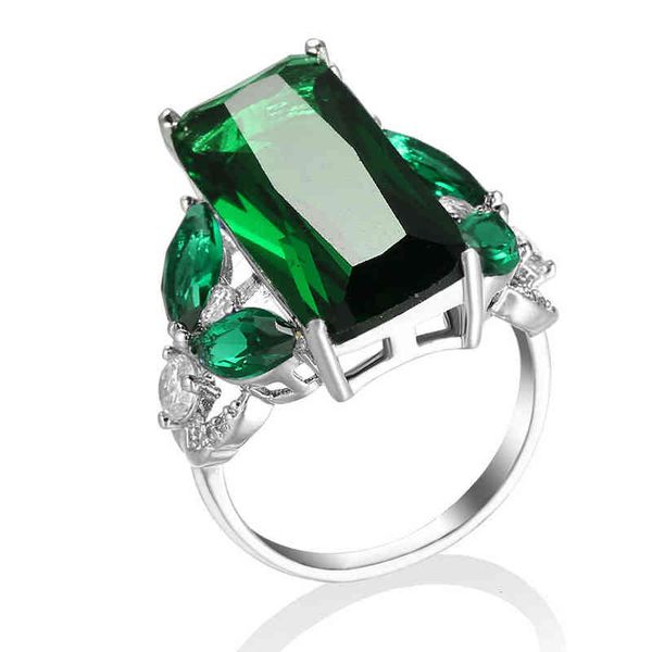 

ring jewelry creative fashion female zircon hand emerald wedding, Slivery;golden