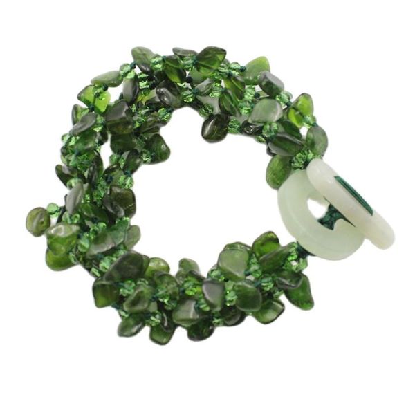 

beaded, strands guaiguai jewelry natural 5 rows om green diopside crystal real stone bracelet handmade for women, Black