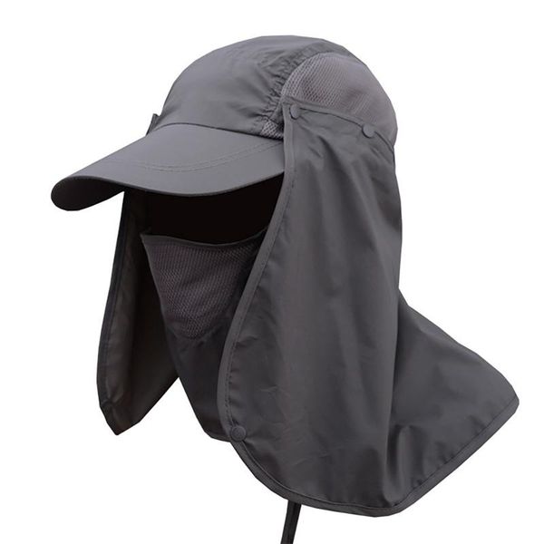 

fishing flap caps men women quick dry sunshade uv protection removable ear neck cover outdoor sportswear accessories hats, Black;white
