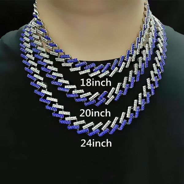 

chains bracelet necklace for men cuban chain iced out hip hop jewelry gift set miami rhinestone prong pave cz bling choker, Silver