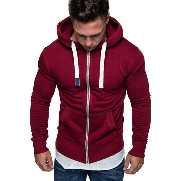 

men's jackets spring and autumn solid colors long sleeve zipper hooded fleece hoodies jacket casual sweatshirts coat outwear#g3, Black;brown