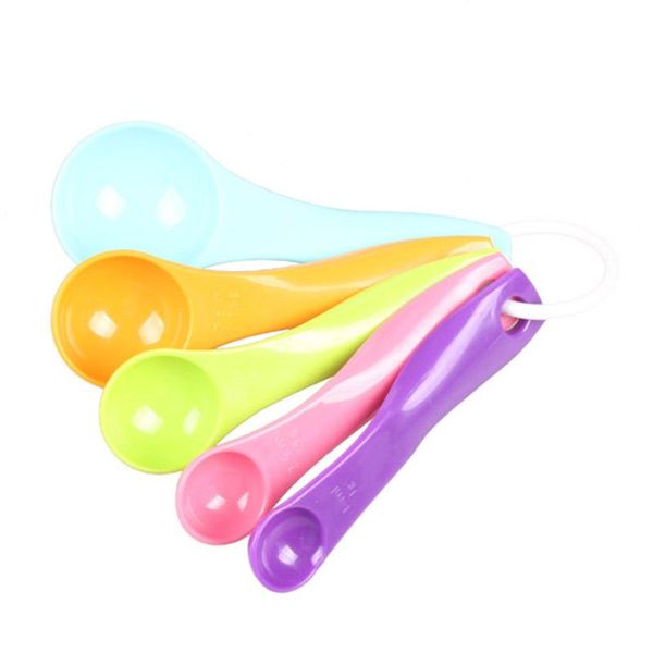 

spoons 5 pcs/set colorful measuring plastic kitchen baking tools ye-