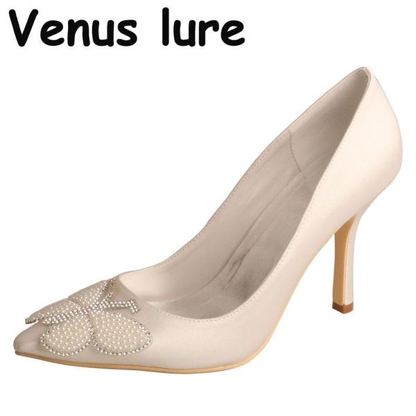 

dress shoes 23 colors butterfly heels for wedding ivory ladies pumps 9.5cm, Black