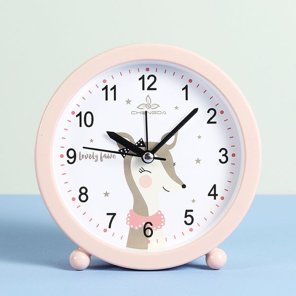 

simple cartoon bedside silent second sweeping alarm clock round sleepy student gift bedroom decoration