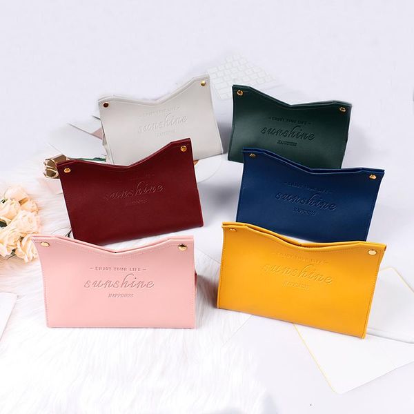 

tissue boxes & napkins 1pcs box cover soft pu leather foldable handkerchief napkin holder for living room kitchen desktop