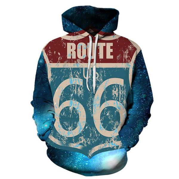 

men's hoodies & sweatshirts hip hop hoodie highway 66 divertido moletom com capuz impresso em 3d roupa casual americana men sweatshirt, Black