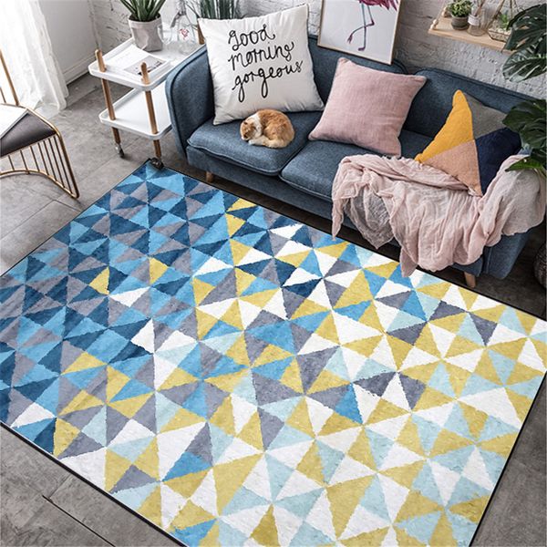 

blue yellow geometric pattern 3d carpet nordic rectangle area rugs for home living room bedroom rug