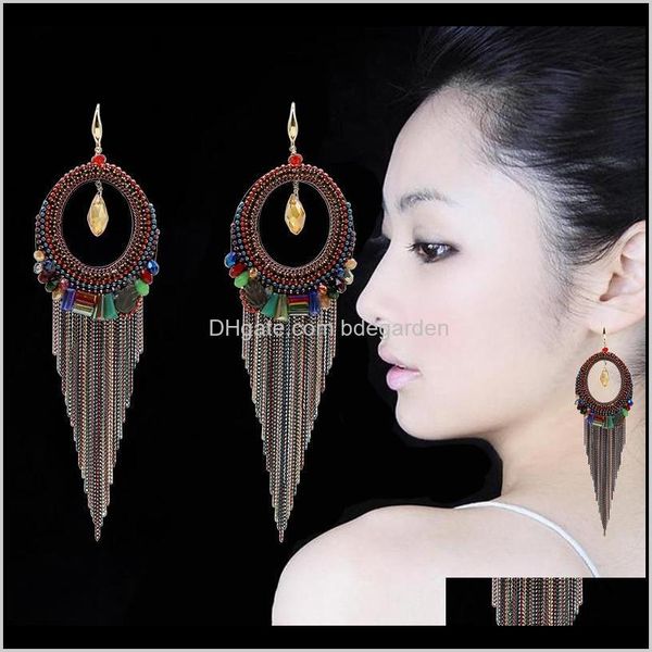 

dangle & chandelier drop delivery 2021 crystal rhinestone acrylic circle red purple colorful handmade chain long tassel earrings for women w, Silver