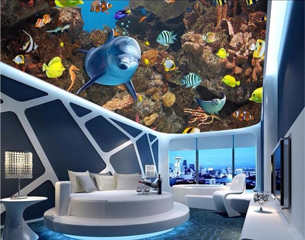 

wallpapers 3d room ceiling murals wallpaper custom po beautiful underwater world of fish decoration painting wall