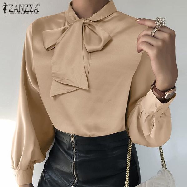 

women's blouses & shirts elegant women autumn long sleeve bow tie shirt casual ol work blouse solid blusas female stylish tunic, White