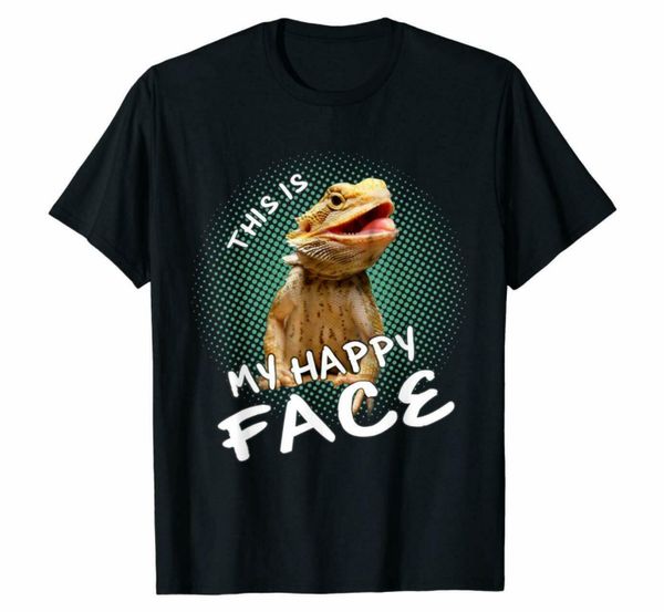 

r1 this is my happy face bearded dragon lizard animal lover funny black t-shirt, White;black