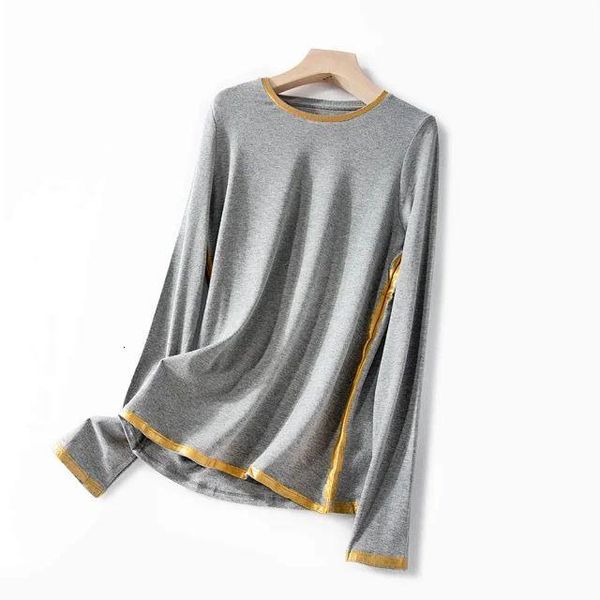

women's t-shirt women autumn three-color comfortable bronzing piping long-sleeved t-shirt1 s3l7, White