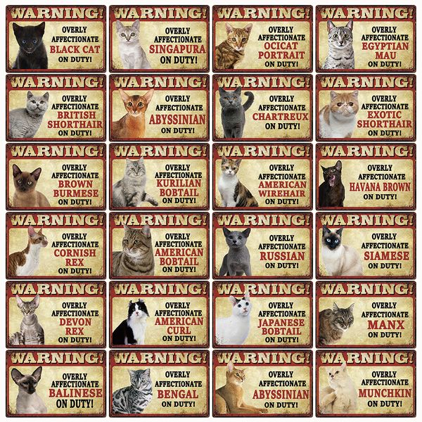 

pets cats warning bengal bombay on duty metal sign tin poster home decor bar wall art painting 20*30 cm size dy99