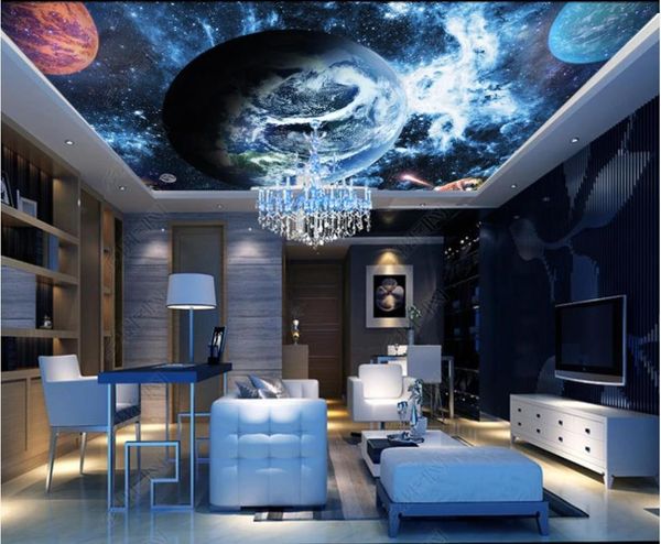 

wallpapers custom ceiling wallpaper 3d zeinith murals for living room hd beautiful stars clouds sky planet mural wall