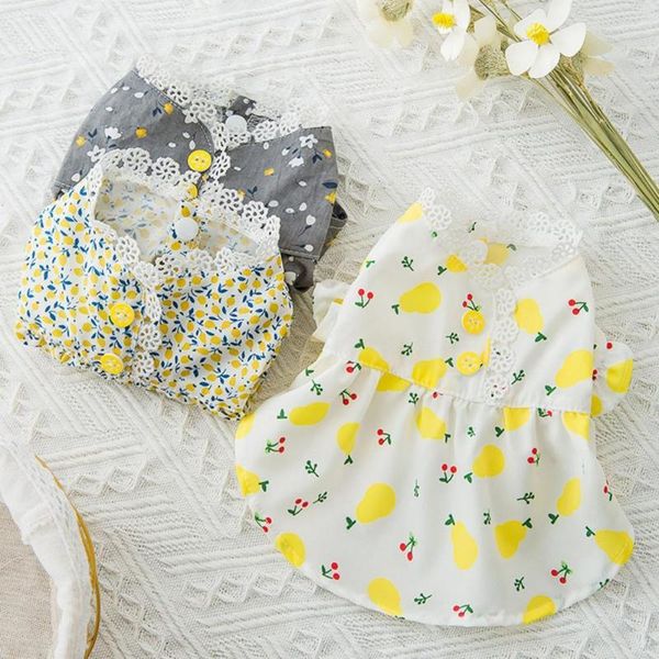 

fashion pet dress beautiful lovely breathable summer dog button for puppy kitten cats clothes accessories supplies cat costumes