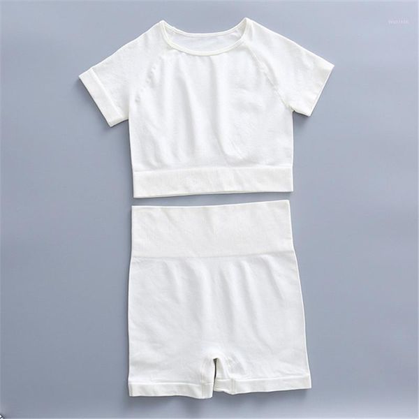 

yoga outfit 2 piece sets women's summer fitness t-shirt shorts suit seamless set workout clothes for women sportswear