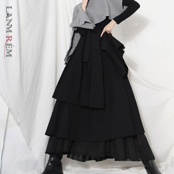 

irregular black skirt women high waist multilayer large splicing gothic style female streetwear party s a3229 210507