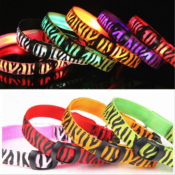 

pet dog cat products led stripe zebra illuminate collar collars & leashes