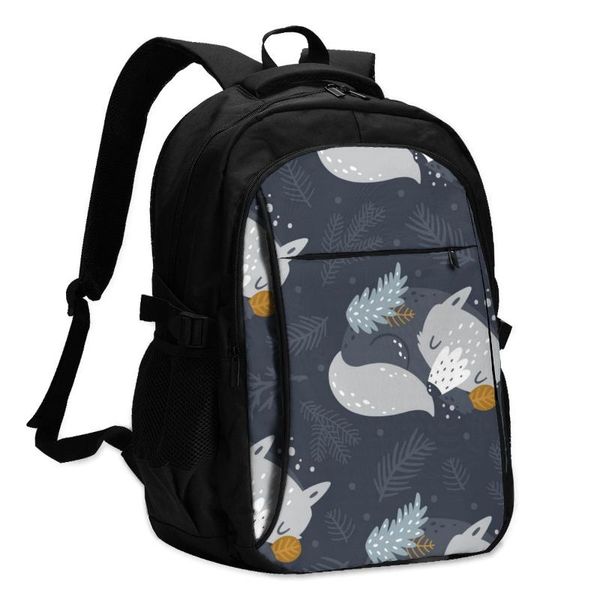 

backpack usb charging lapwomen's for teenage girls school forest animals sleeping wolfs travel bagpack