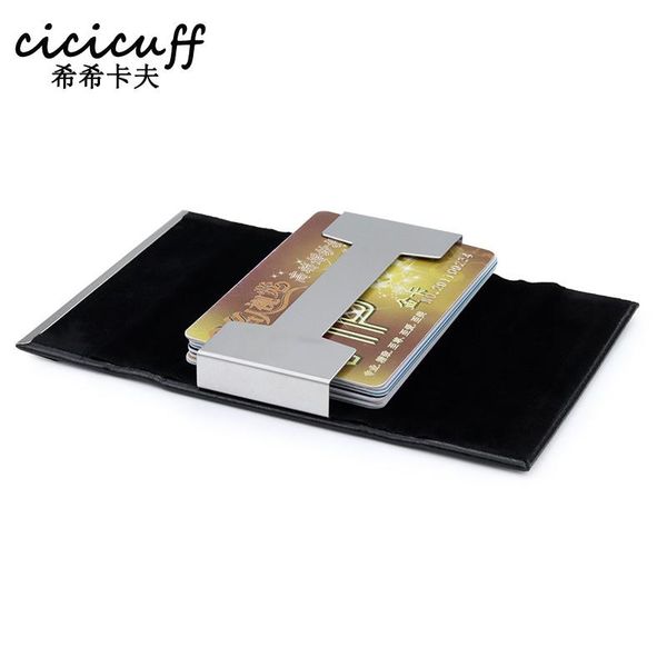 

card holders magnetic buckle holder stainless steel pu leather cardcase big capacity business metal name box id, Brown;gray