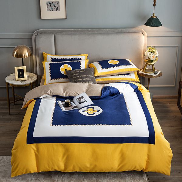 

light luxury tribute printing piece of ground and thickened long staple cotton four seasons set sheet quilt cover bedding