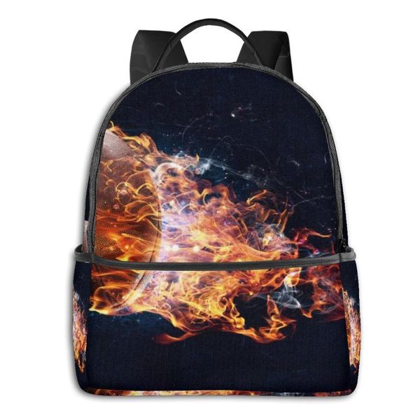 

backpack 2021 women men football with fire trend teenager school bag couples back pack travel