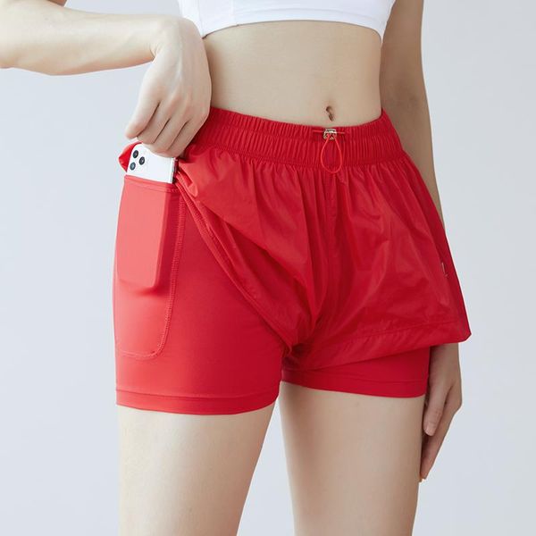 

yoga outfit women athletic gym shorts 2 in 1 fitness sports running breathable tennis training workout liner pocket