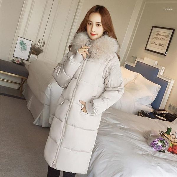 

women's down & parkas women jacket solid thicken long parka fur collar hooded winter coat female casual outwear plus size veste hiver 3, Black