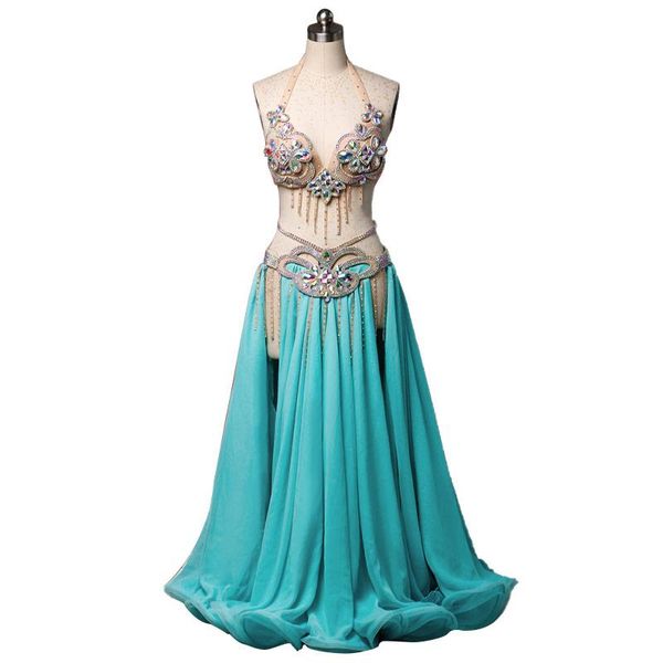 

stage wear belly dance suit performance costume split long skirt 2pcs set for women dancing custom child competition outfit, Black;red