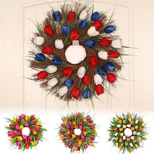 

artificial tulip garland round front door decoration used for christmas wedding arch home garden decorative flowers & wreaths