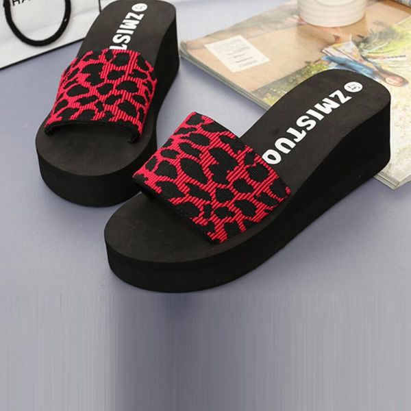 

woman beach flip flops summer sandals slip- resistant slippers platform bath slope shoes, Black