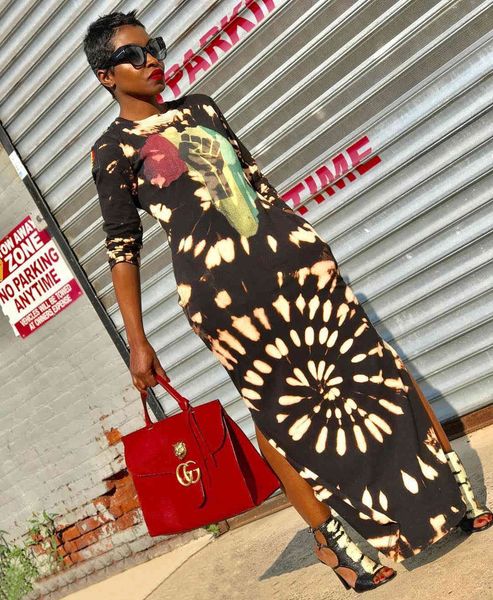 

neck sleeve f65 print long split round dress nightclub skirt, White;black