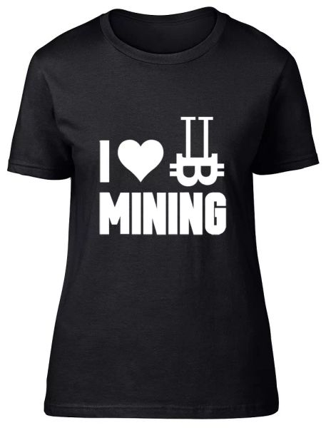 

i love bitcoin mining ladies womens fitted t-shirt, White;black