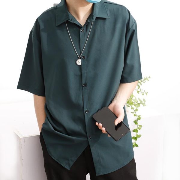 

men's casual shirts hawaiian shirt summer trend cool ruffian handsome boys' korean style high level camisa hombre streetwear, White;black