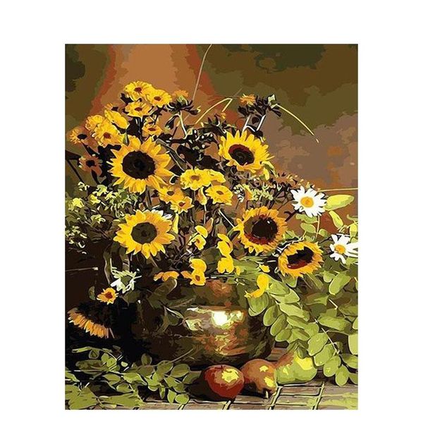 

paintings painting by number sunflower on canvas with frame 50x70 handpainted diy craft kits coloring for adults picture decor