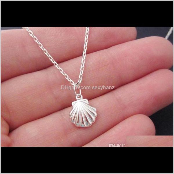 

pendant & pendants jewelry drop delivery 2021 10pcs sea shell seashell nautical ariel mermaid necklace cute conch necklaces for ocean beach, Silver