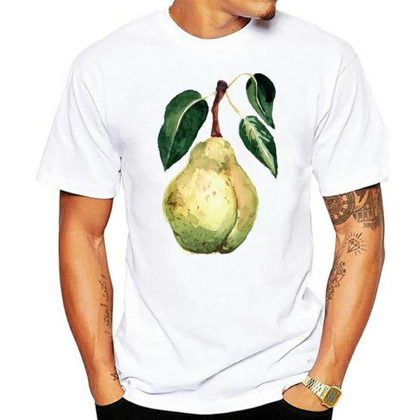 

men's t-shirts arrival t-shirt for men pear painting t shirt printed male no fade cotton clothing vintage beige slim fit tee wholesale, White;black