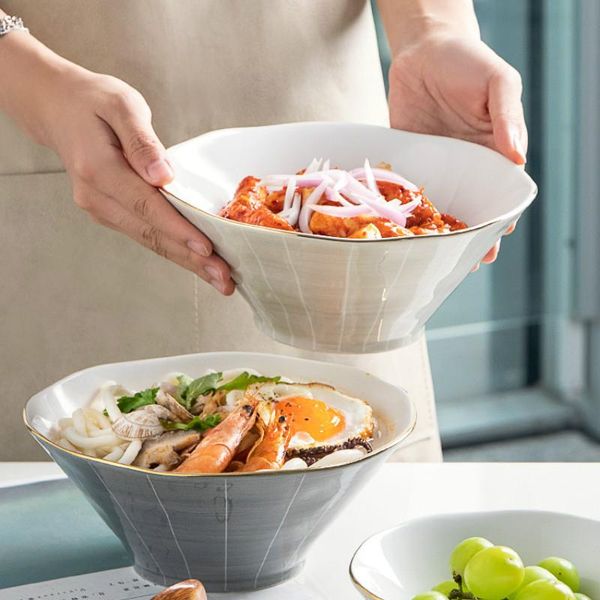 

inch modern light luxury noodle bowl home creative soup salad ceramic tableware large hat bowls