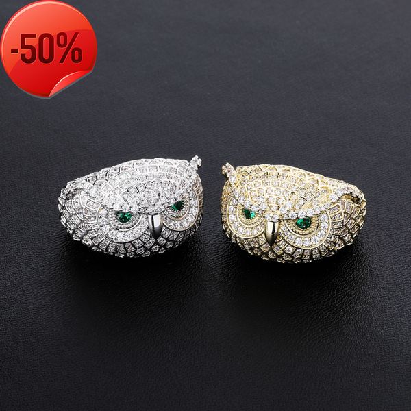 

owl gold plated ring hip hop trendsetter men's o, Golden;silver