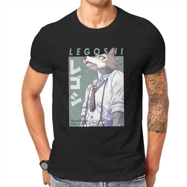 

men's t-shirts beastars animal anime legoshi t shirt classic teenager gothic tshirt oversized crewneck streetwear, White;black