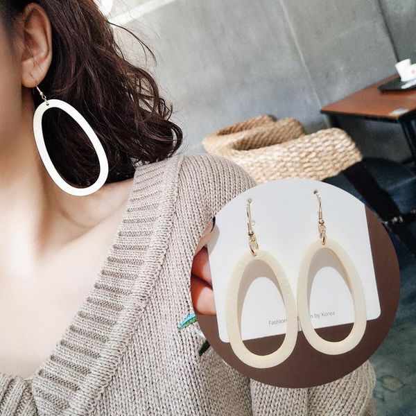 

dangle & chandelier korean hollow out geometric wood earrings for women big statement earring party holiday, Silver