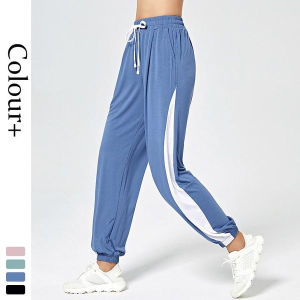 

summer yoga clothes breathable and quick-drying women's harlan loose-fitting running fitness sweatpants pants, Black;blue