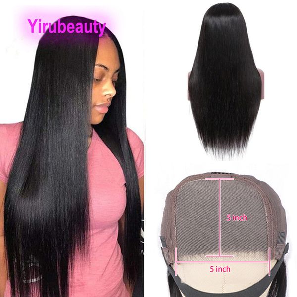 

indian transparent hd 5x5 lace wig straight 180% density natural color five by five closure wigs 12-32inch yirubeauty, Black;brown