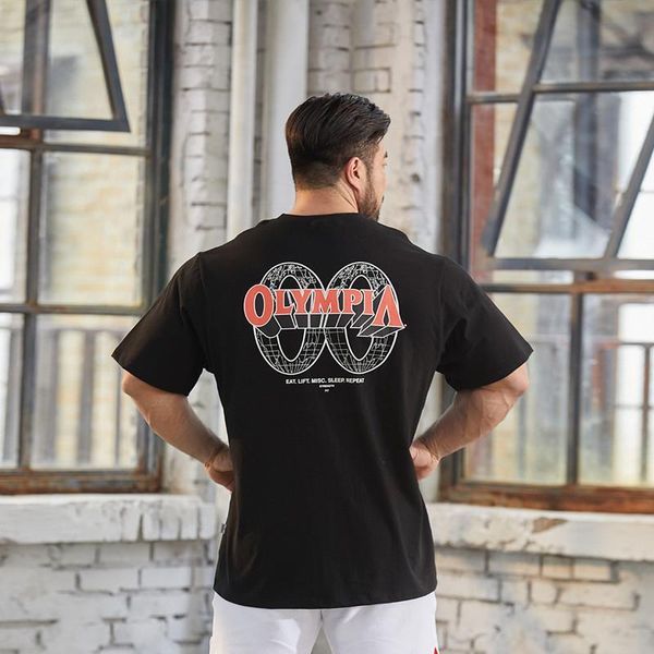 

men's big size fitness t shirt men short sleeve running loose t-shirts muscle 2021 summer gym casual sportswear, White;black