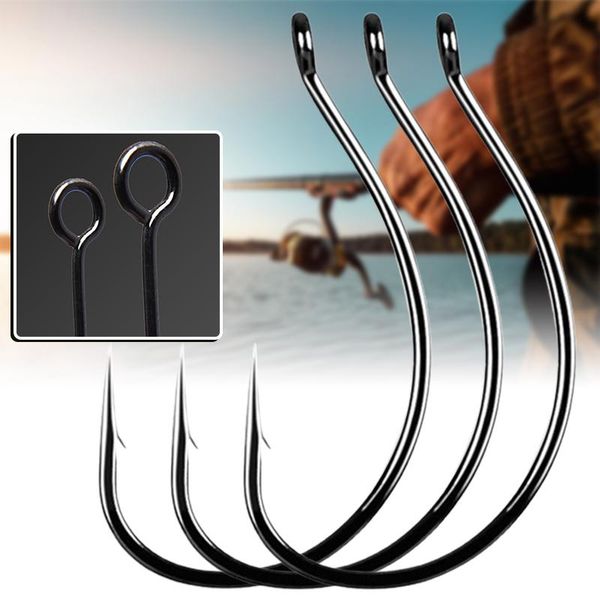 

fishing hooks 20 pcs lure wacky high-carbon steel worm offset barbed with holes for all waters 1#-3# 1/0# 2/0#