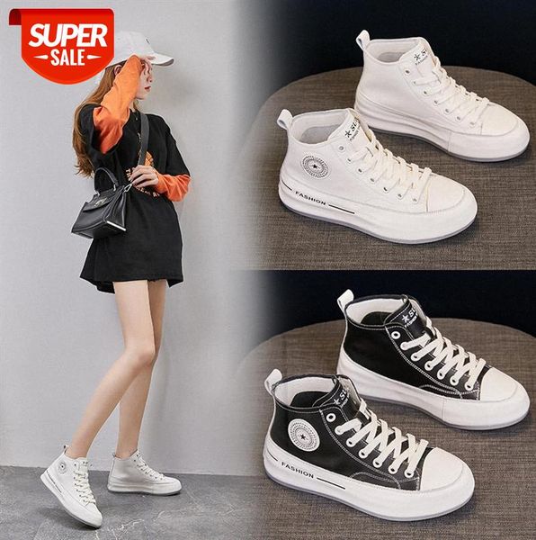 

wear-resistant trendy women's shoes, leather student casual selling high-thick-soled white women #7e6x
